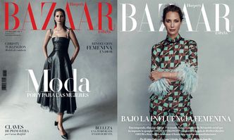 Christy Turlington na dwóch okładkach "Harper's Bazaar"