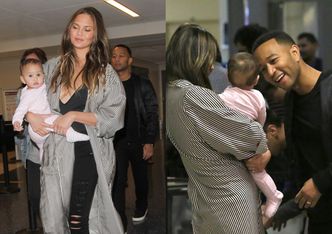 Chrissy Teigen i John Legend z córką na lotnisku (ZDJĘCIA)