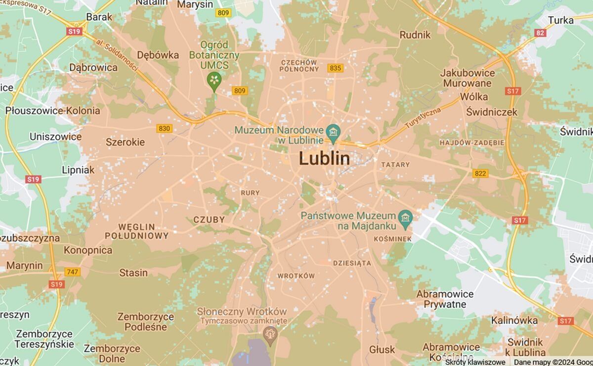 mapa zasięgu 5g orange w lublinie