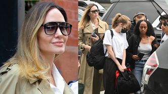 Angelina Jolie w szpilkach i z gromadką nastoletnich dzieci maszeruje po nowojorskim lotnisku (ZDJĘCIA)