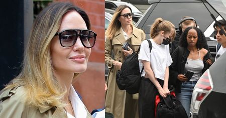 Angelina Jolie w szpilkach i z gromadką nastoletnich dzieci maszeruje po nowojorskim lotnisku (ZDJĘCIA)