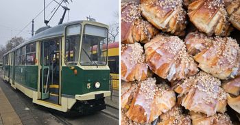 Warszawa: Tramwaj z rogalami świętomarcińskimi. Mały Poznań na torach
