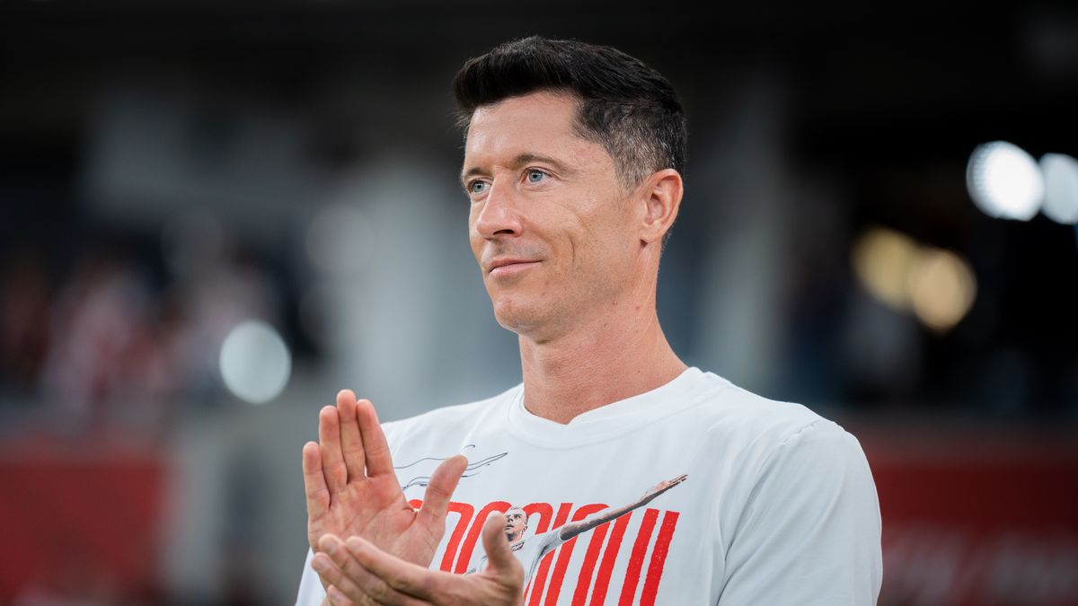 Robert Lewandowski appears before the international friendly match between Poland and Moldova at Silesian Stadium in Chorzow, Poland, on June 6, 2025. This game is part of preparations for upcoming FIFA World Cup European qualifying matches. (Photo by Marcin Golba/NurPhoto via Getty Images)