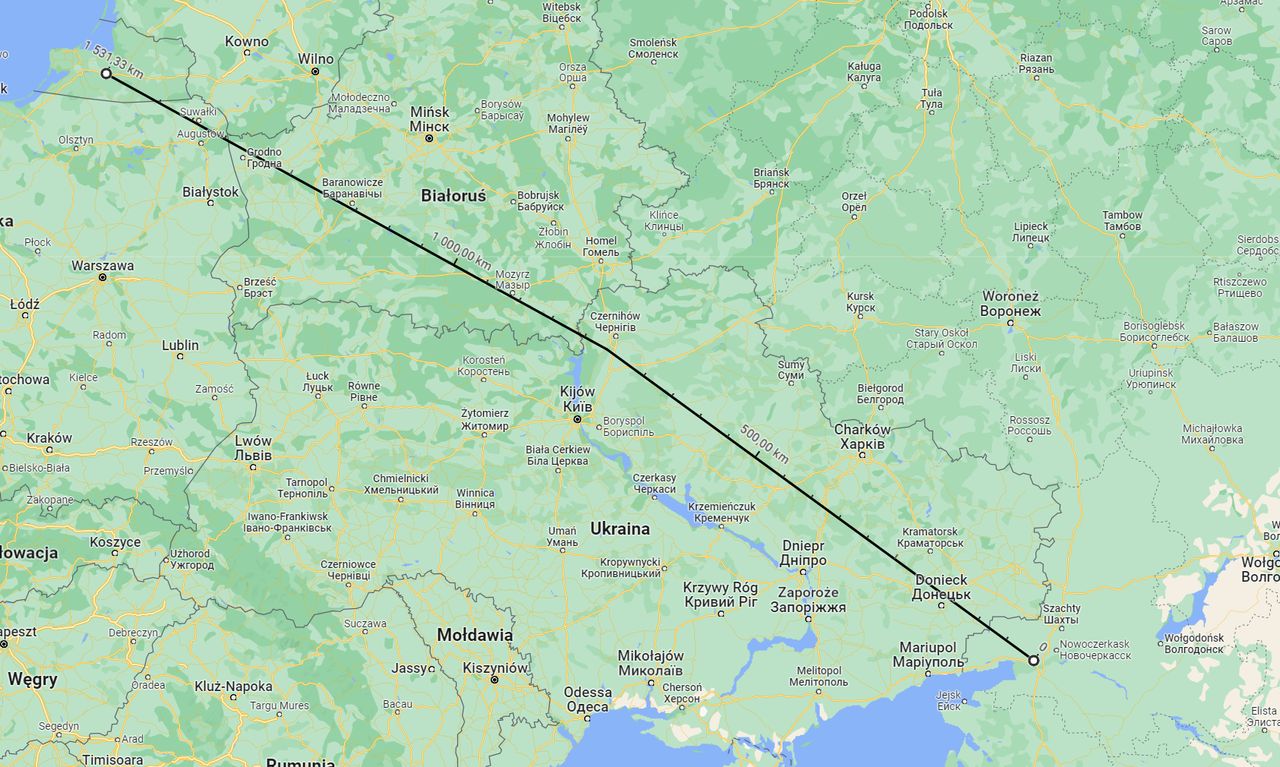 Przybliżona odległość w linii prostej pomiędzy Rostowem nad Donem a obwodem a Gwardiejskiem