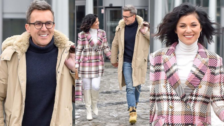 Kasia Cichopek w białych kozaczkach i roześmiany Maciej Kurzajewski opuszczają studio "Pytania na śniadanie" (ZDJĘCIA)