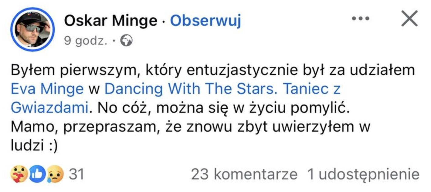 Oskar Minge o "Tańcu z gwiazdami"