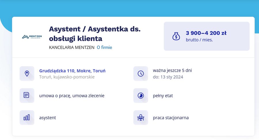 Oferta pracy w kancelarii Mentzen