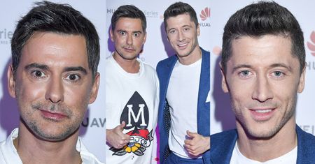 Robert Lewandowski i Marcin Tyszka integrują się na promocji telefonów