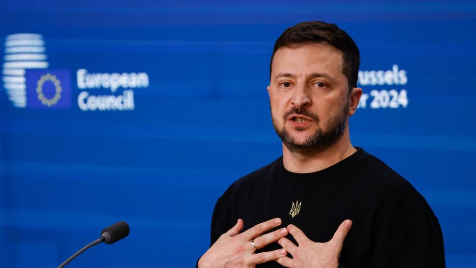 EU Leaders at European Council Meeting
Volodymyr Zelenskiy, Ukraine's president, during a news conference at a European Council leaders summit in Brussels, Belgium, on Thursday, Oct. 17, 2024. European Union leaders are struggling to maintain a coordinated approach on migration policy after member states including Germany and Poland announced strict new border controls. Photographer: Simon Wohlfahrt/Bloomberg via Getty Images
Bloomberg
brussels, emea, e.u., eu, european, belgian, euro members, summit, conference, speakers, forum