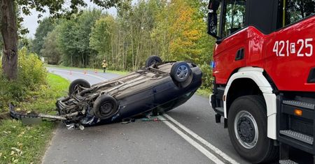 Lubuskie: Pijany kierowca dachował osobowym audi