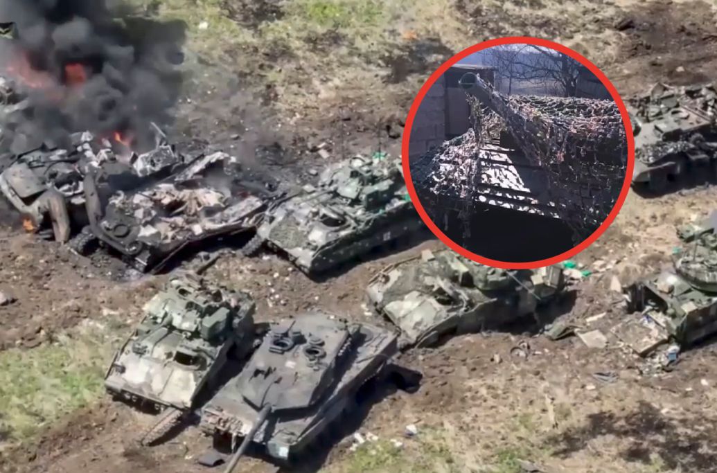 Rosjanie zbombardowali czołg z drewna