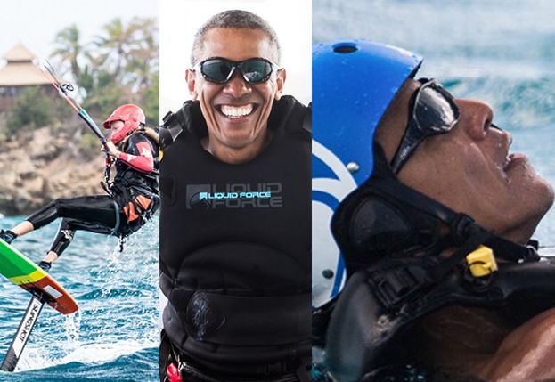 Barack Obama uczy się kitesurfingu u miliardera na Karaibach! (FOTO)