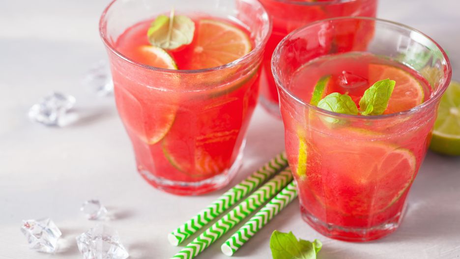 watermelon lemonade with lime and mint, summer refreshing drink
beverage, closeup, cocktail, cold, cool, drink, fresh, freshness, fruit, glass, green, healthy, ice, ingredient, juice, leaf, lemonade, lime, mint, red, refreshing, refreshment, slice, summer, sweet, water, watermelon, wood, wooden