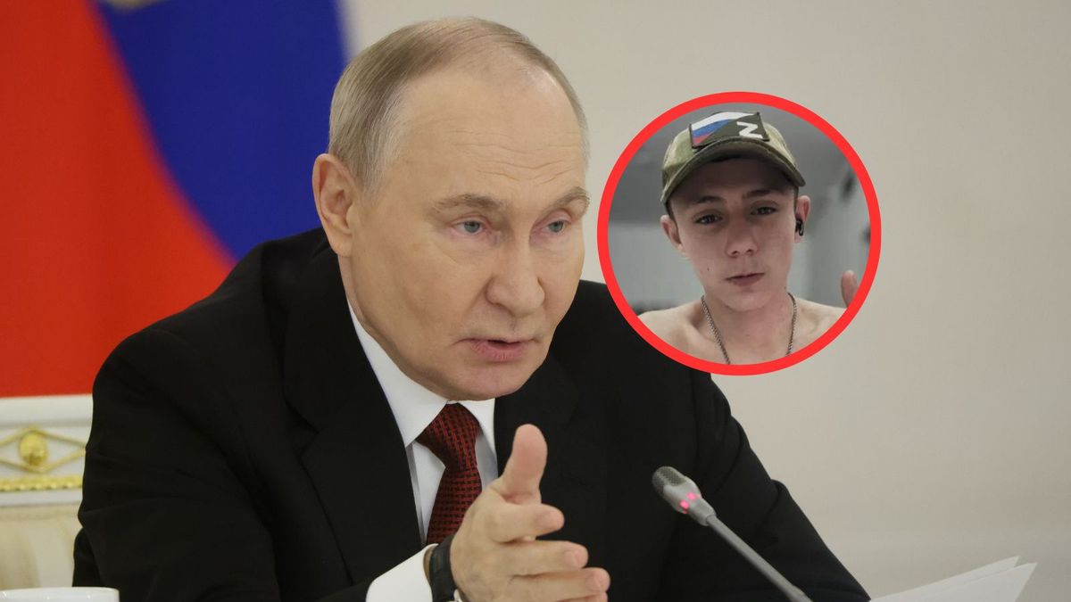 Ołeksandr Mustiace (w kółku). W tle Władimir Putin