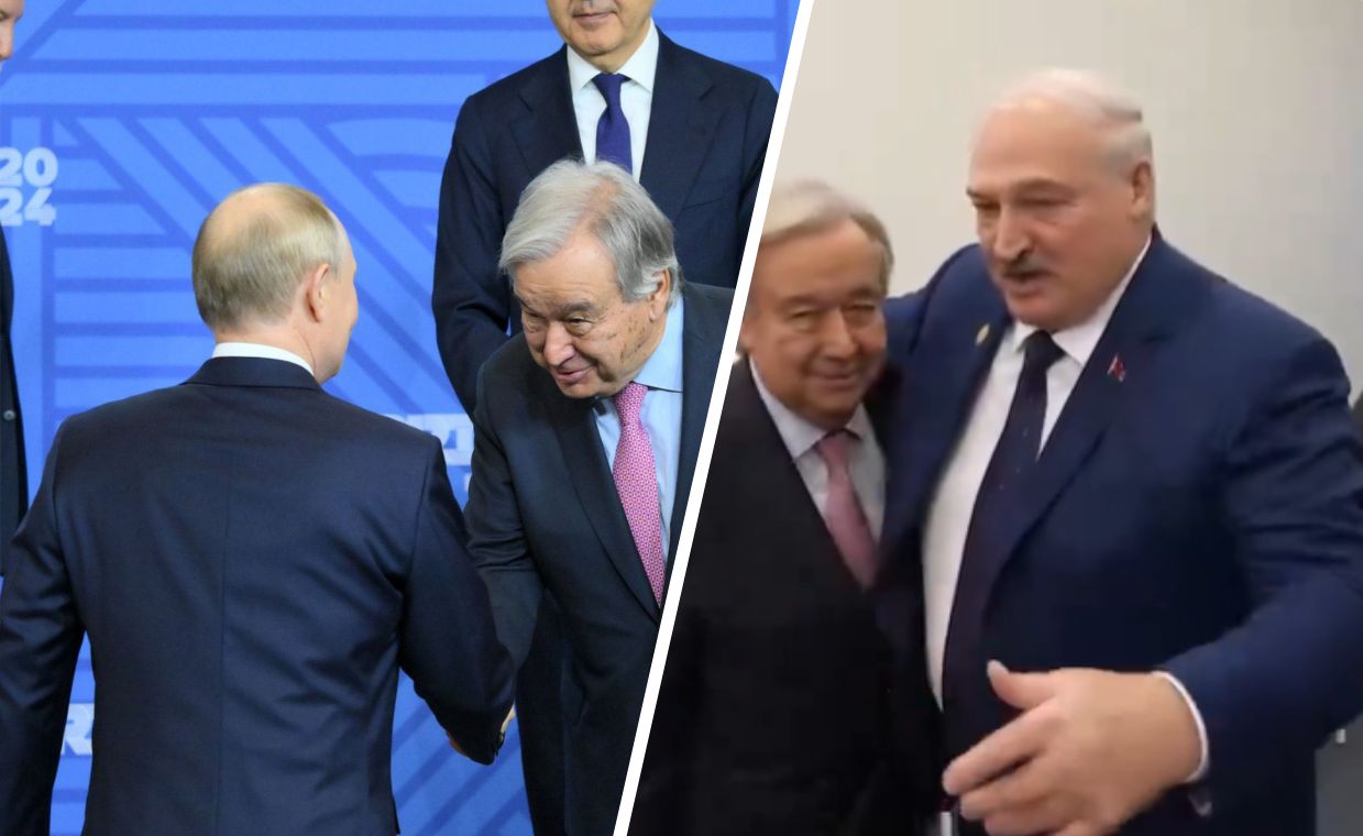 The UN Secretary-General warmly greeted Putin and Lukashenko at the BRICS summit.