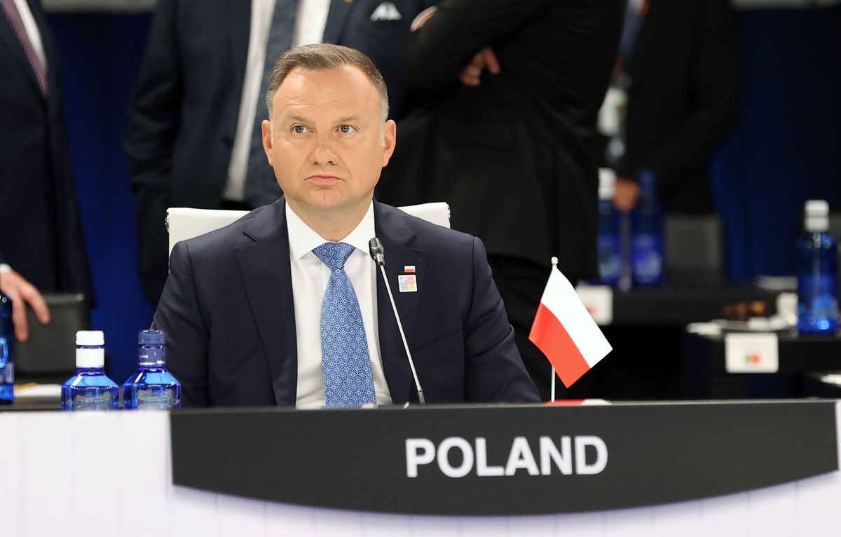 MADRID, SPAIN - JUNE 30: Polish President Andrzej Duda attends the last day of the NATO Summit at the IFEMA Convention Center, in Madrid, Spain on June 30, 2022. (Photo by Dursun Aydemir/Anadolu Agency via Getty Images)