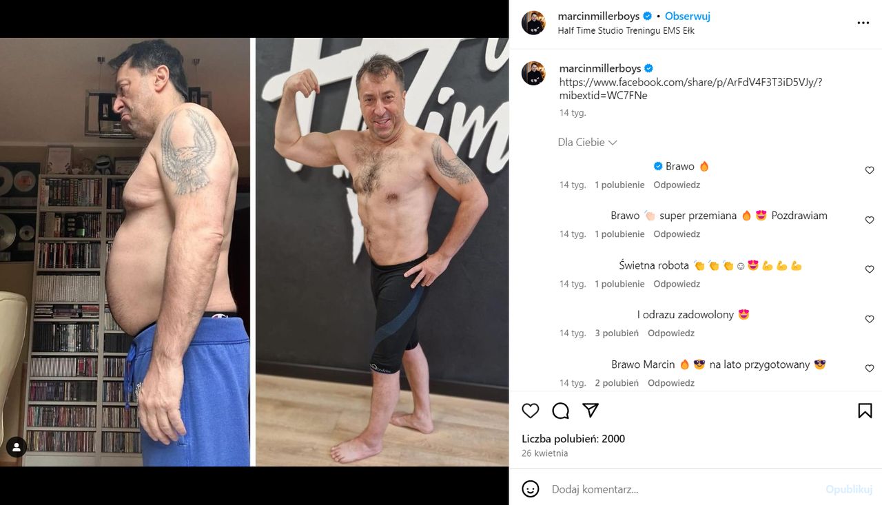 Marcin Miller zrzucił 7 kilogramów