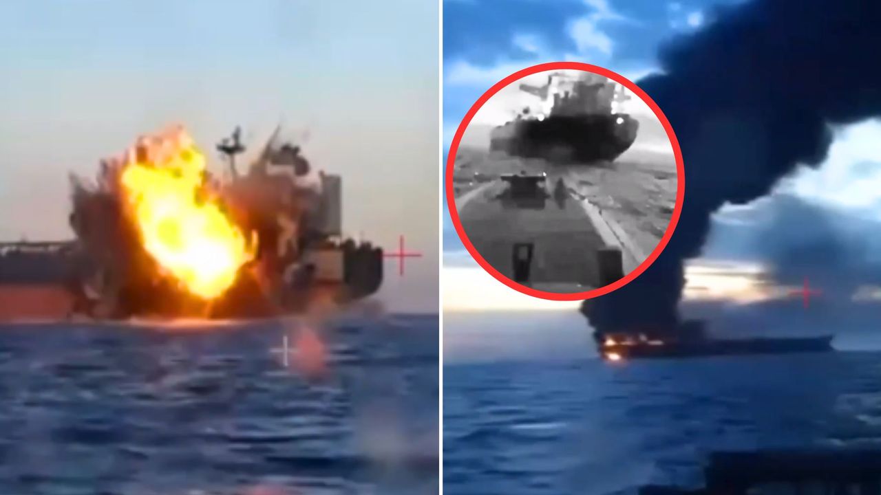 Potężny atak na Morzu Czarnym. Nagranie z uderzenia w tankowce Rosji