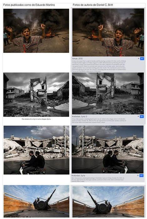 Po lewej stronie są zdjęcia "autorstwa" Eduardo Martinsa, po prawej oryginalne.