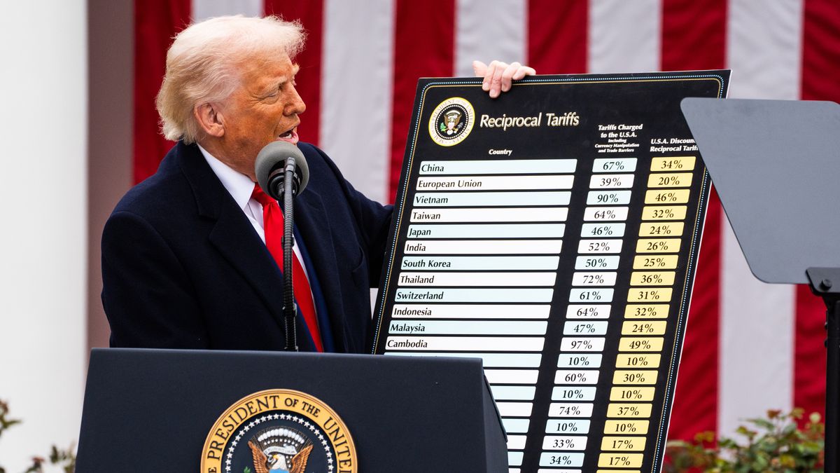 WASHINGTON, DC  April 2, 2025:

US President Donald Trump during a Make America Wealthy Again event in the Rose Garden of the White House on Wednesday April 2, 2025.

(Photo by Demetrius Freeman/The Washington Post via Getty Images)