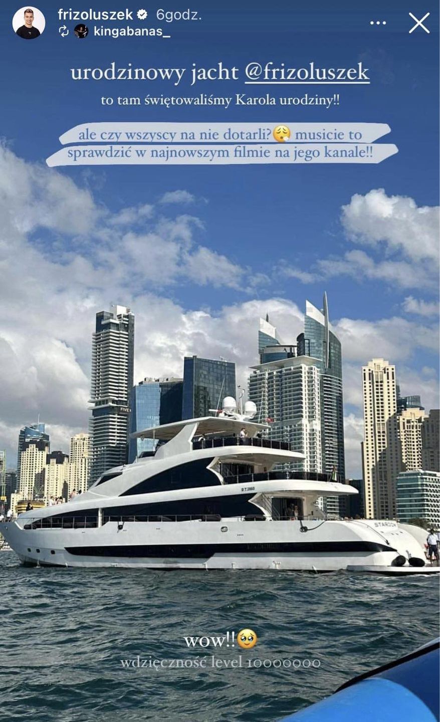 Friz świętował 28. urodziny na luksusowym jachcie w Dubaju