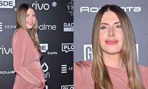 Aleksandra Grysz eksponuje CIĄŻOWE KRĄGŁOŚCI na ściance (ZDJĘCIA)