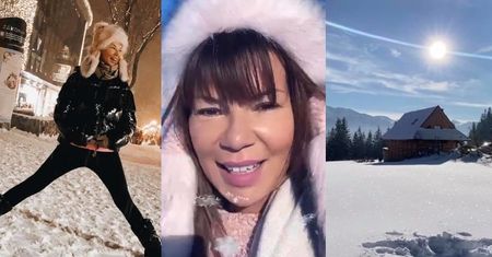 Edyta Górniak zachwyca się widokami z zimowej rezydencji i demonstruje niby-szpagat na ulicach Zakopanego. Zdolniacha?