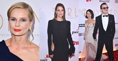 Orły 2023. Gwiazdy brylują na rozdaniu nagród: Katarzyna Figura, Maja Ostaszewska, Dawid Ogrodnik z partnerką... (ZDJĘCIA)