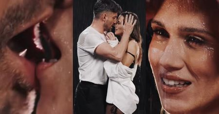 Agnieszka Kaczorowska i Marcin Rogacewicz reklamują spektakl, migdaląc się w strugach deszczu. Kupicie bilet? (ZDJĘCIA)