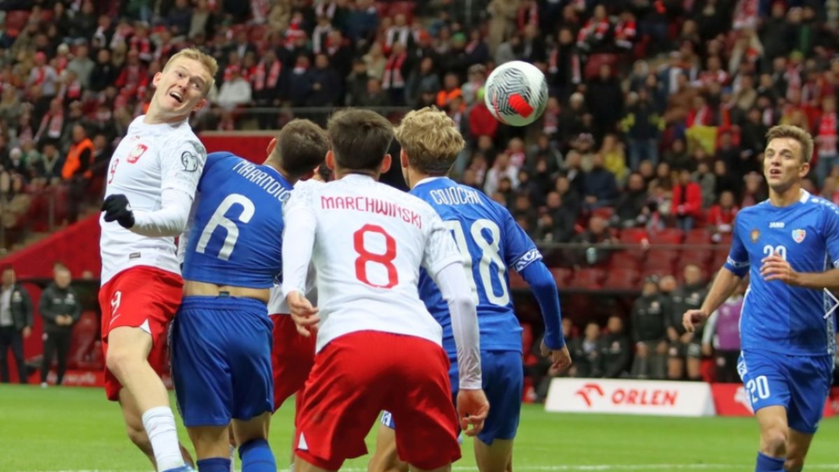 Kadr z meczu Polska vs Mołdawia.