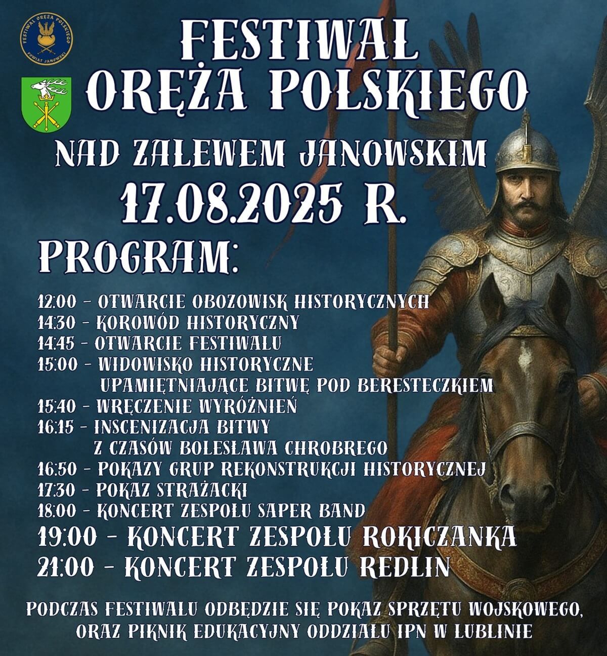 Festiwal Oręża Polskiego w Janowie Lubelskim 2025 - plakat
