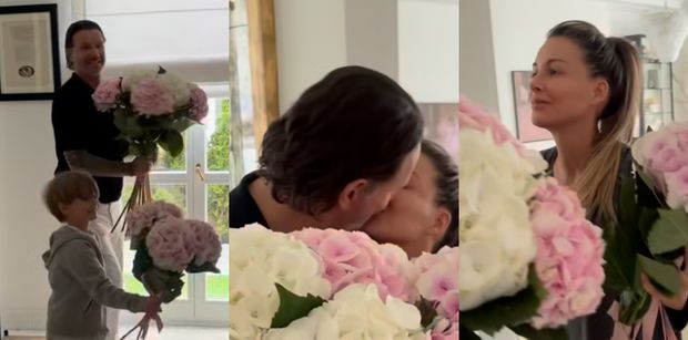 Małgorzata Rozenek w PIŻAMIE i bez makijażu zostaje zasypana kwiatami od Radzia i Henia. Słodko? (ZDJĘCIA)