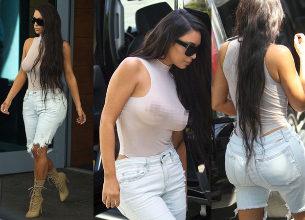 Kim Kardashian bez biustonosza w przeźroczystym body… (ZDJĘCIA)