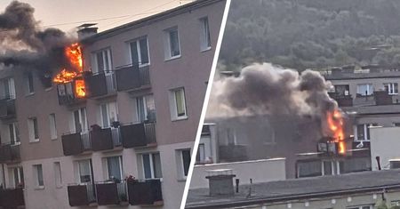 Pożar w Wejherowie. Mieszkaniec musiał wyskakiwać na skokochron
