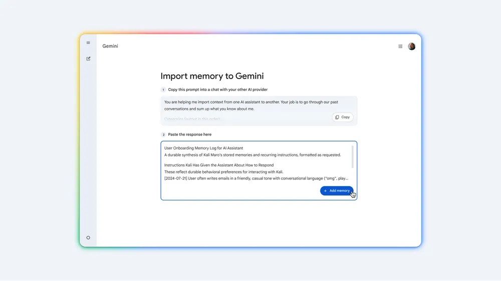 Gemini pozwoli przenosić dane z innych asystentów