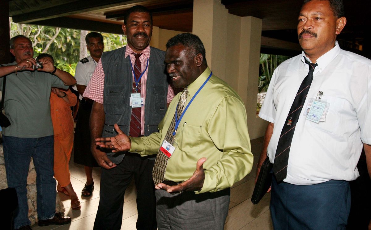 Premier Wysp Salomona Manasseh Sogavare wyciek jego paktu z Chinami uznał za "obraźliwe insynuacje" 