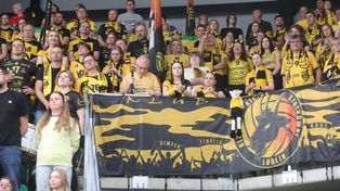 Na trybunach. Kibice Bogdanki LUK Lublin za swoją drużyną jeżdżą po całej Polsce. Tak kibicowali jej w Sosnowcu