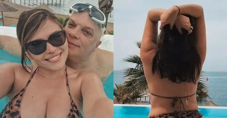 Krzysztof Skiba i jego ukochana moczą się w basenie na wakacjach: "Łapiemy słoneczko" (ZDJĘCIA)