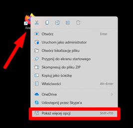 Menu kontekstowe skrótu w Windows 11