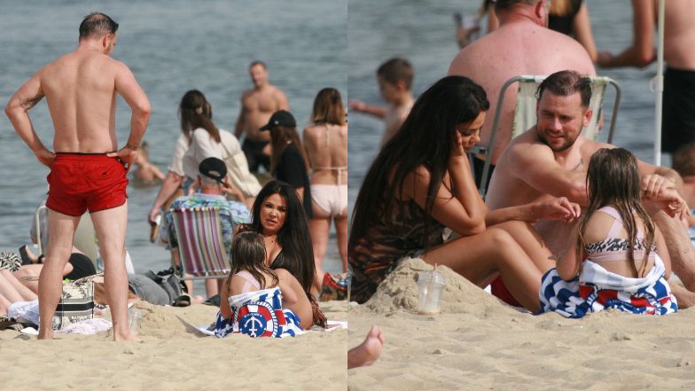 Sylwia Bomba i Grzegorz Collins na plaży
