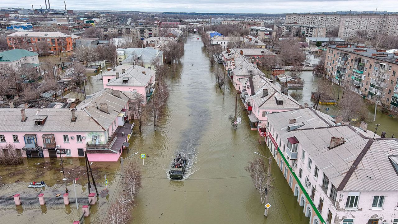 Flood in Russia. The city of Orsk submerged.