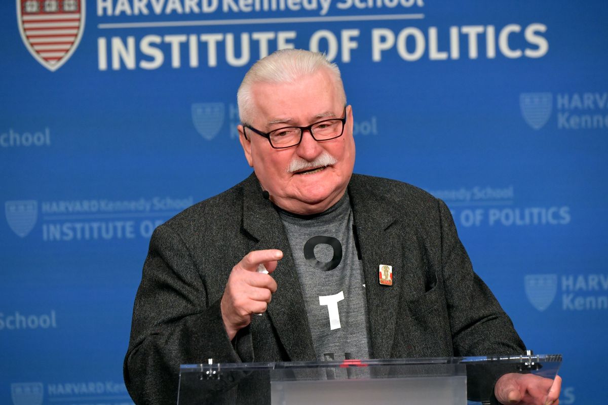 Lech Wałęsa w trakcie jednego ze swoich wystąpień.
