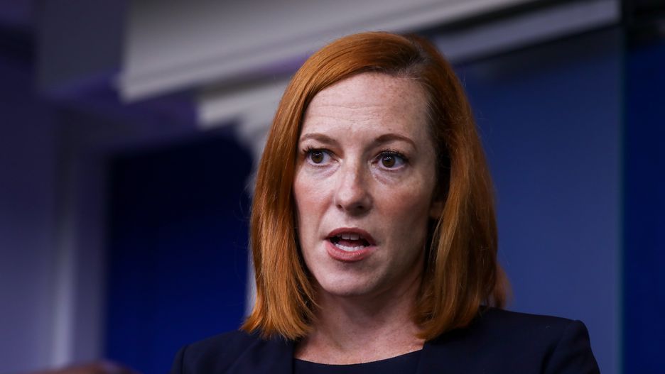 WASHIGTON,DC AUGUST 17:  White House Press Secretary Jen Psaki daily press briefing at the James Brady Press Briefing Room of the White House  on August 17, 2021 in Washington, DC. (Photo by Yasin Ozturk/Anadolu Agency via Getty Images)