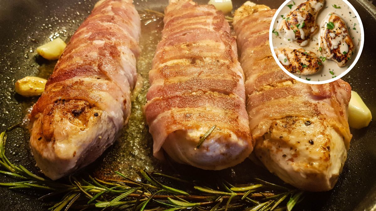 Zawijam pierś kurczaka w plastry boczku i robię kremowy sosik. Nawet teściowa prosi o dokładkę