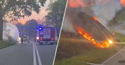 Chwile grozy na drodze. Samochód stanął w ogniu