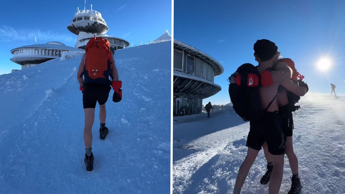 Andre Schuerrle zdobywający szczyt Śnieżki
