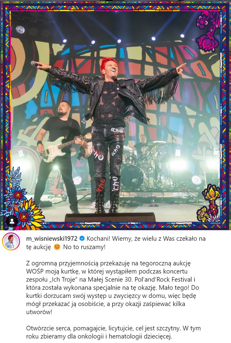 Wpis Michała Wiśniewskiego na Instagramie