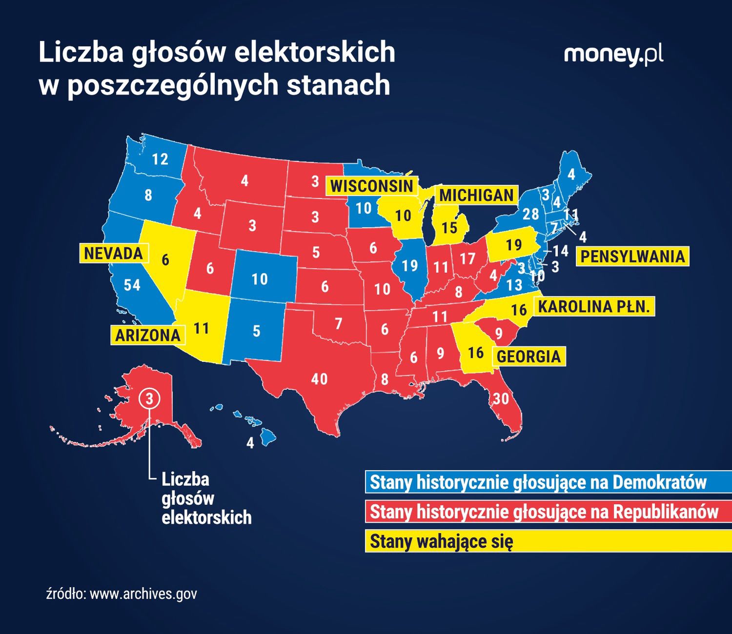 Mapa głosów elektorskich