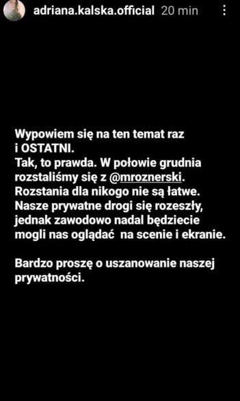 Adriana Kalska POTWIERDZA ROZSTANIE z Mikołajem Roznerskim!