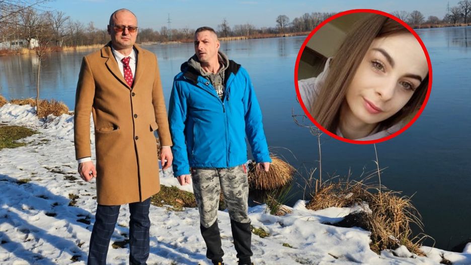 Ojciec zaginionej Piotr Wróbel i radca prawny Rafał Bargiel